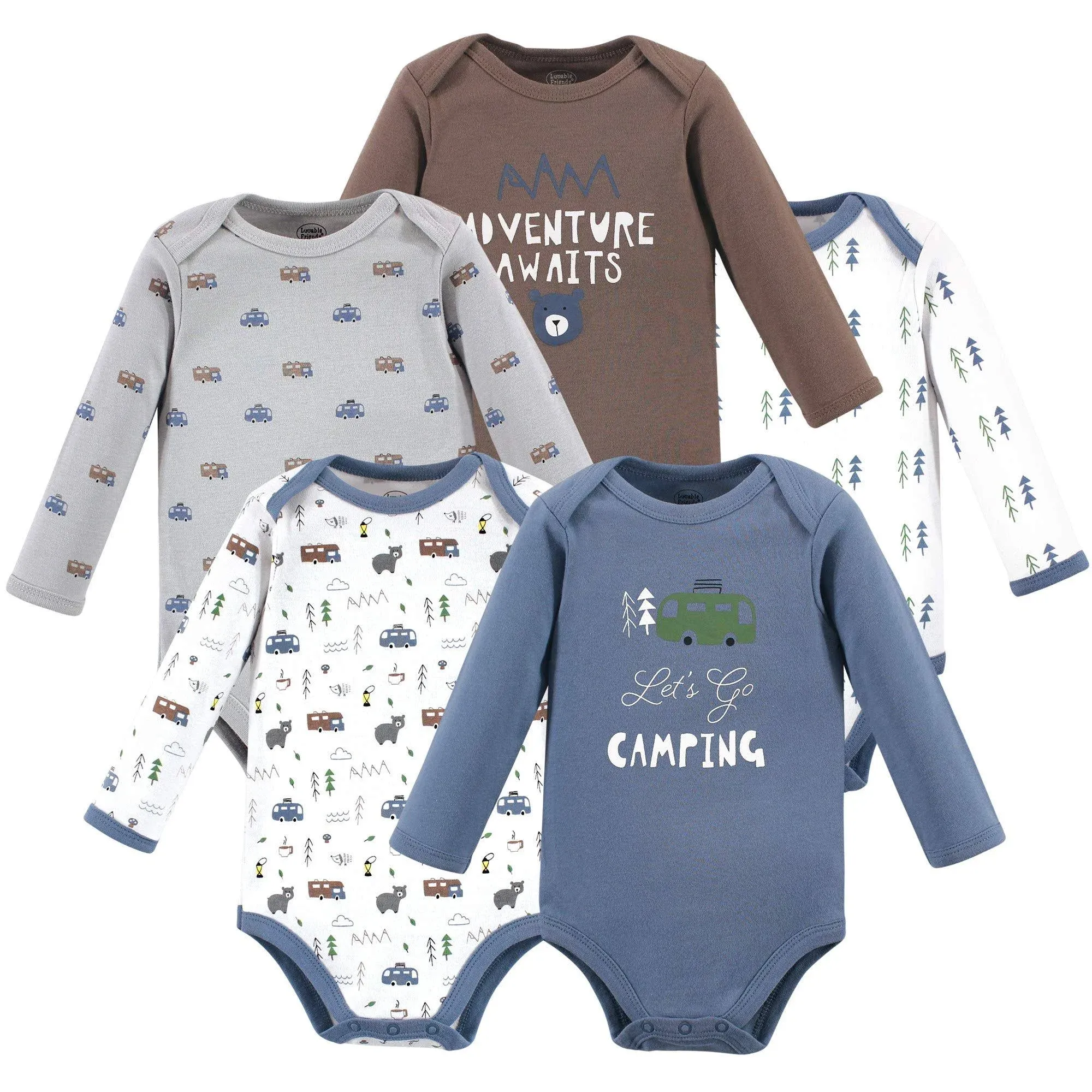 Luvable Friends Baby Cotton Long-Sleeve Bodysuits