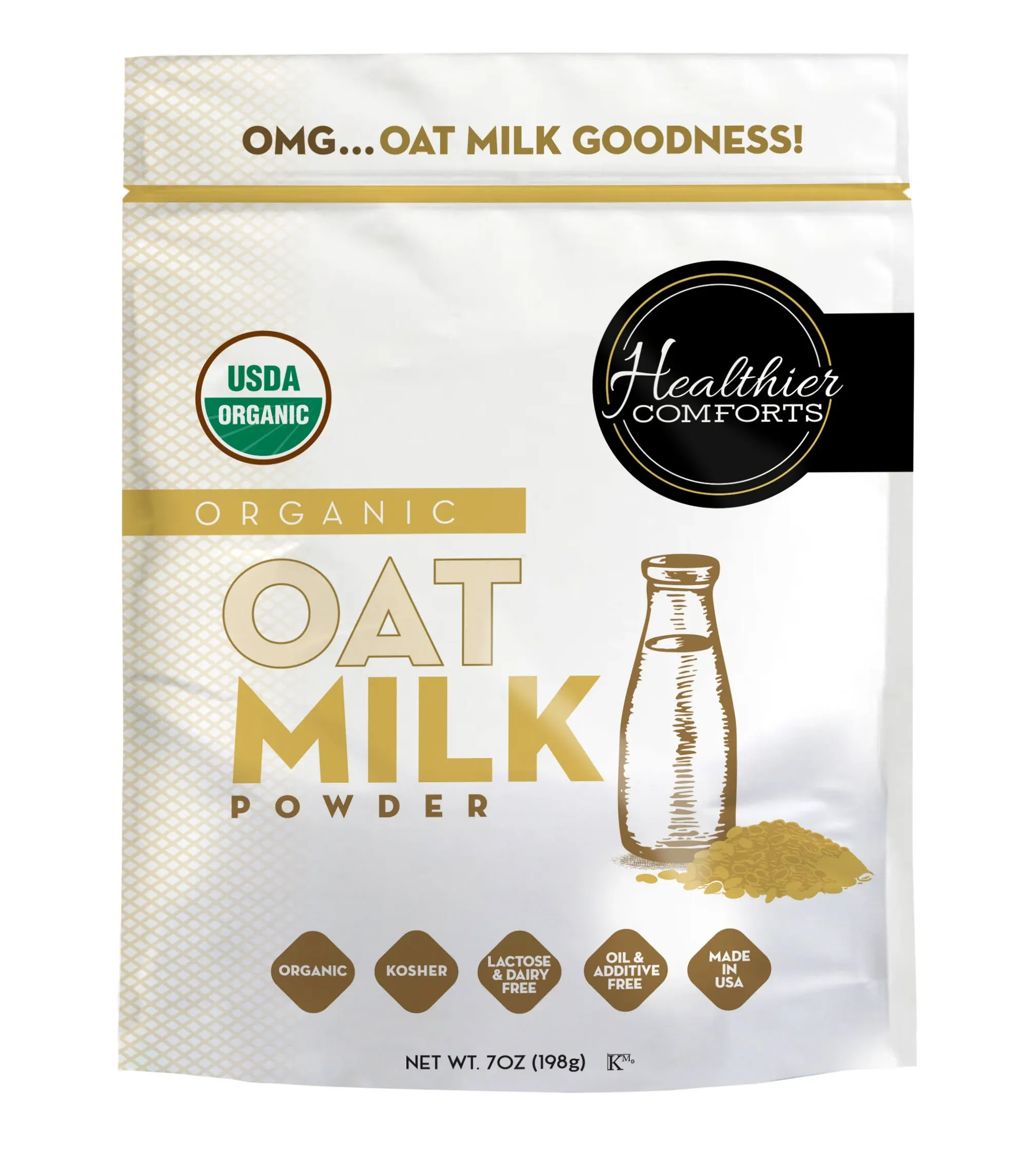 Healthier Comforts Organic Oat Milk Powder 7oz, Size: 7 oz