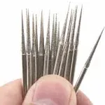 JINGLING 30Pcs 3.2mm Tapered Point Diamond Grinding Bit 1/8" Cone Rotary Burrs for Dremel