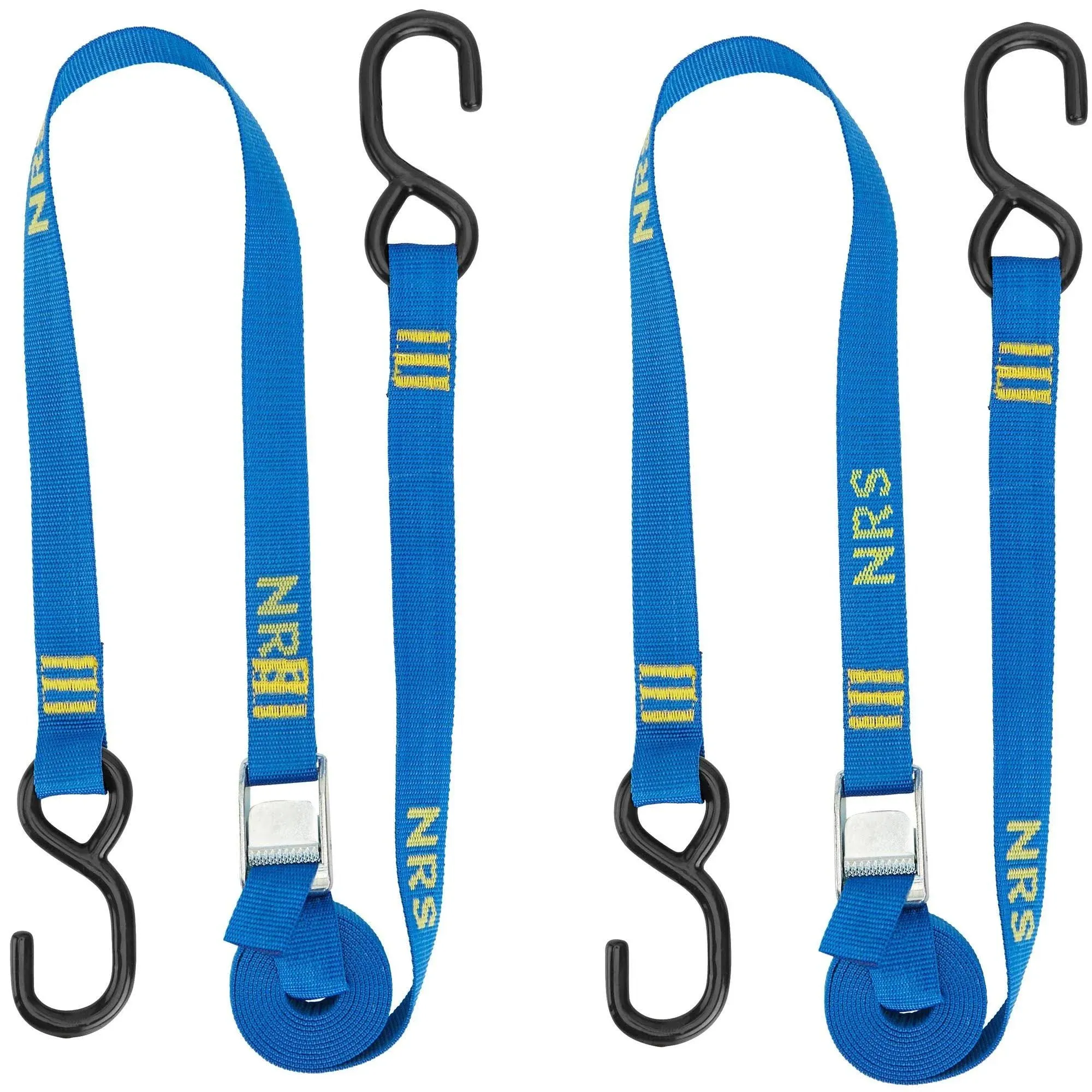 NRS J-Hook Tie-Down Straps 14' Pair Blue