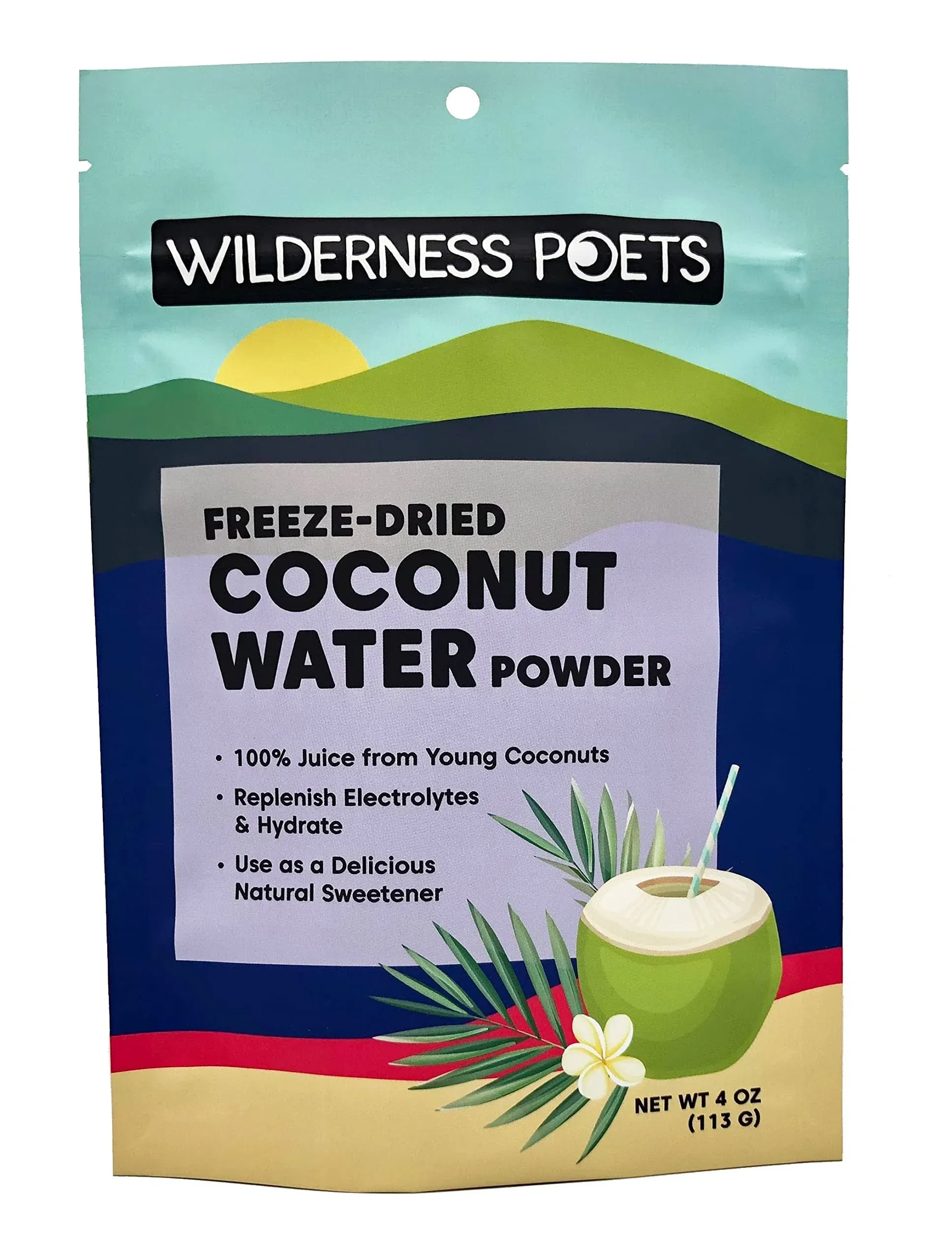 Wilderness Poets Instant Coconut Water Powder Freeze Dried 4 oz (113.4 g)