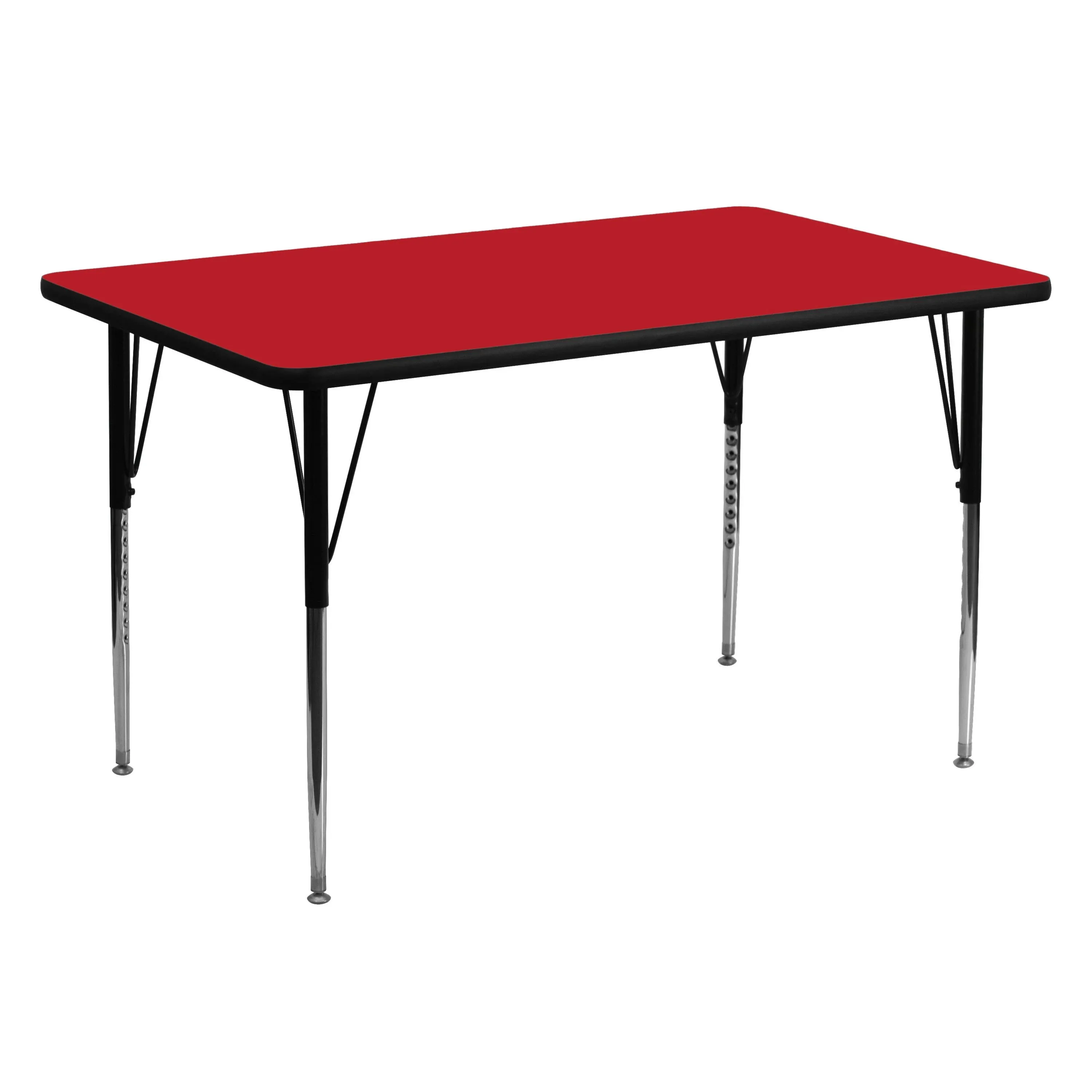 Flash Furniture 30''W x 60''L Rectangular Red HP Laminate Activity Table - Standard Height Adjustable Legs