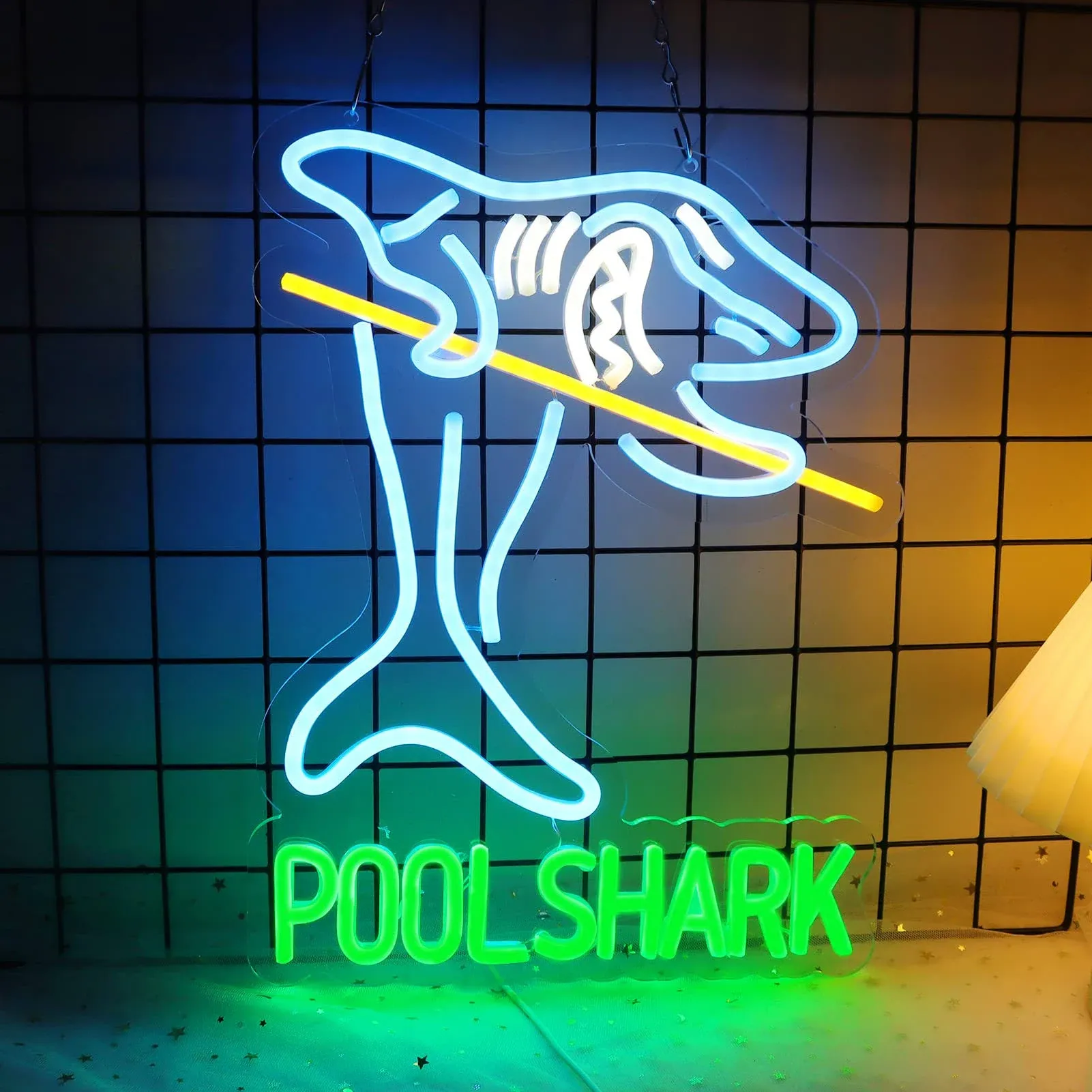 Pool Shark Billiards Neon Sign for Game Room,Billiards Hall,Garage Sign for W...