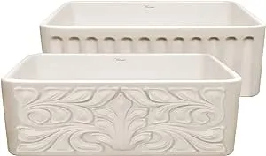 Whitehaus WHFLGO3018-BISCUIT Reversible Kitchen Fireclay Sink, 30 x 18 x 10, Biscuit