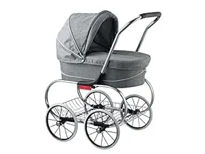 Valco Baby Classic Grey Marle Bassinet Doll Stroller – Timeless Design, Removable Bassinet, Perfect for Imaginative Play