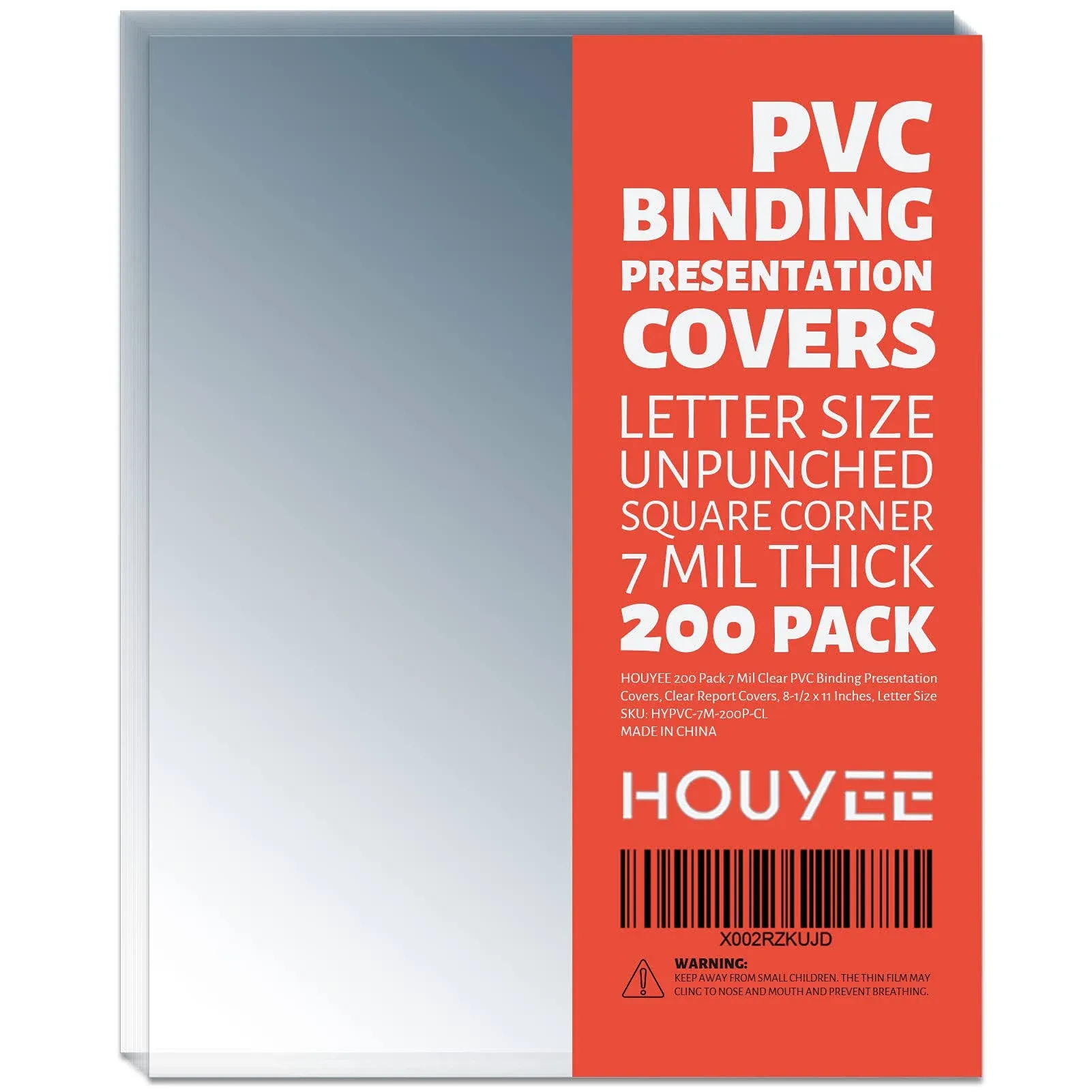 200 Pack 7 Mil PVC Binding Presentation Covers Clear Report Covers for Bindin...