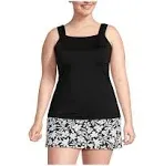 Lands' End Women's Plus Size Cap Sleeve High Neck Tankini Swimsuit Top - 16W - Blackberry