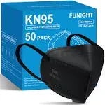 Funight KN95 Face Masks for Adults 50 Pack, 5 Layer Black Disposable Dust Face Mask,Filter Efficiency≥95% Safety Breathable Mask