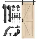 SMARTSTANDARD 30in x 84in Sliding Barn Door with 5ft Barn Door Hardware Kit & Handle, Pre-Drilled Ready to Assemble, DIY Unfinished Solid Spruce