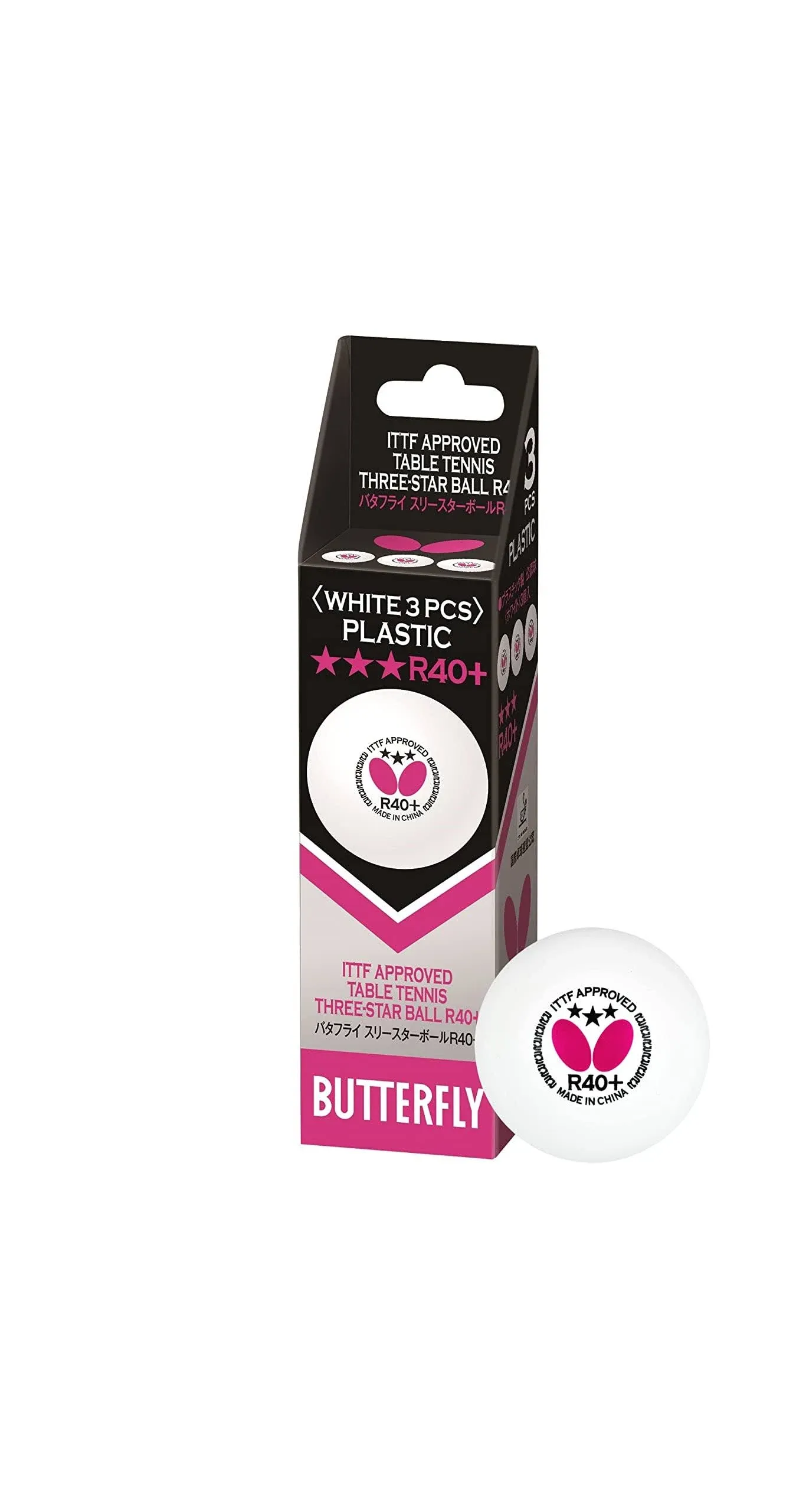 Butterfly R40+ 3 Star Table Tennis Ball - 3 Pack