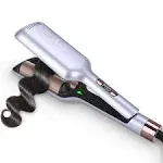 32mm (1.25") Aima Beauty Twins Mermaid Hair Waver,Anti-Scald Hair Crimper,Beach Wave Curling Iron,Curling Wand 2 Barrel (Purple) 15s Heats Up for