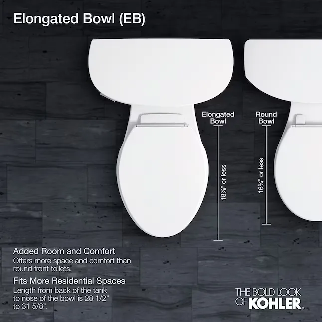 KOHLER Wellworth White Elongated Standard Height Toilet Bowl 12-in Rough-In Lowes.com