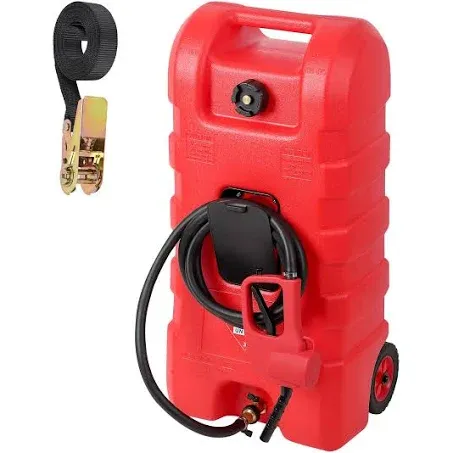 GAOMON Fuel Caddy, 15 Gallon Portable Gas Fuel Tank Container with LE Fluid Transfer Siphon Pump and 10ft. Delivery Hose, Diesel Storage Can On-Wheels for Cars, Lawn Mowers, ATVs, Boats