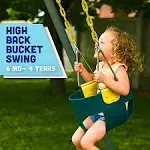 Squirrel Products High Back Full Bucket Toddler Swing Seat with Plastic Coated Chains - Swing Set