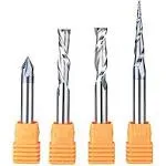 SpeTool CNC Router Bits Carving Set for Wood Profile V Groove Engraving Solid Carbide 1/4 Inch Shank