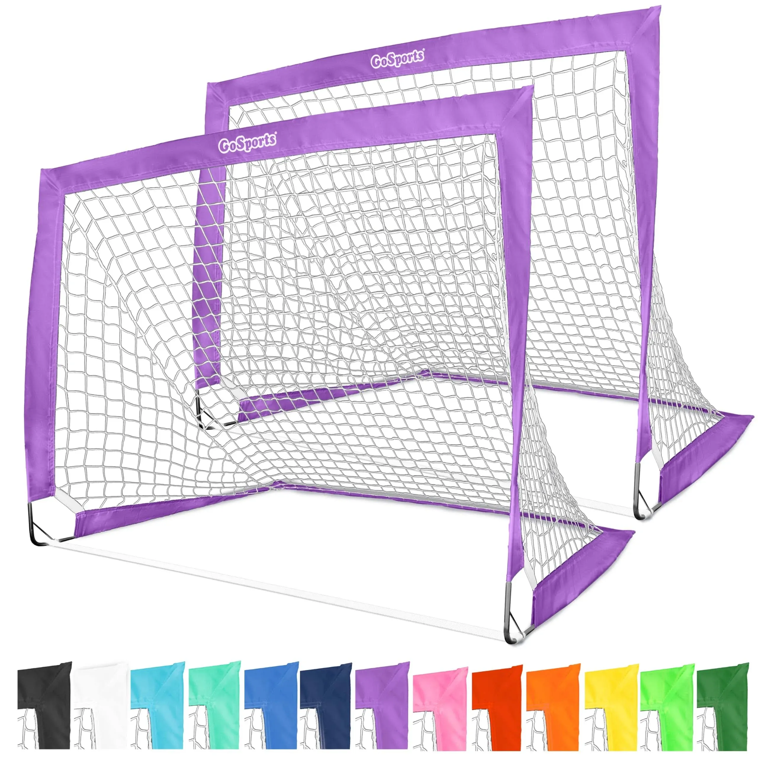 GoSports Team Tone 4 ft x 3 ft Portable Soccer Goals for Kids - Set of 2 Pop Up ...