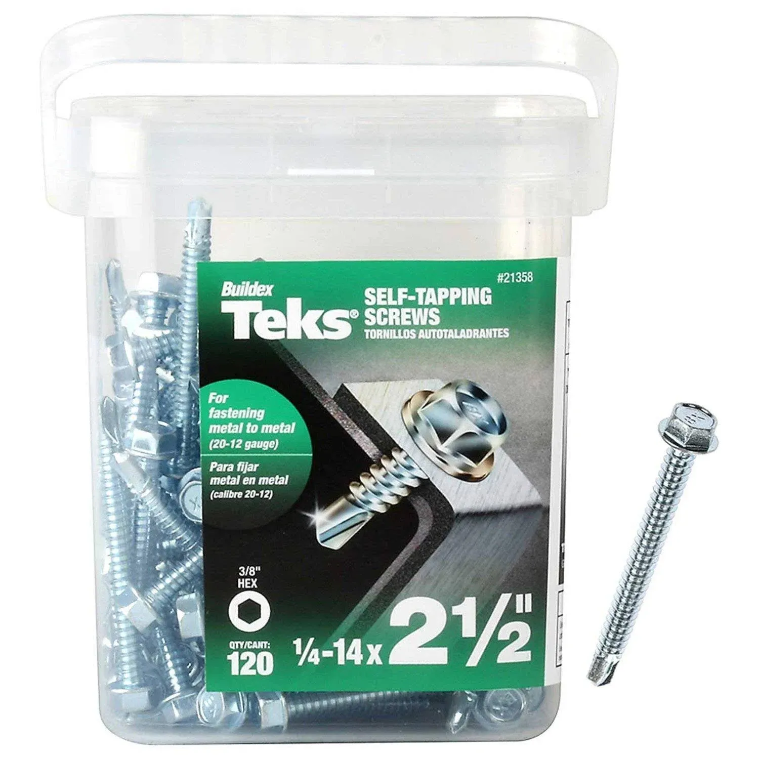 Teks #14 x 2-1/2-in Socket Hex-Drive Self-drilling Sheet Metal Screws (120-Count) | 21358