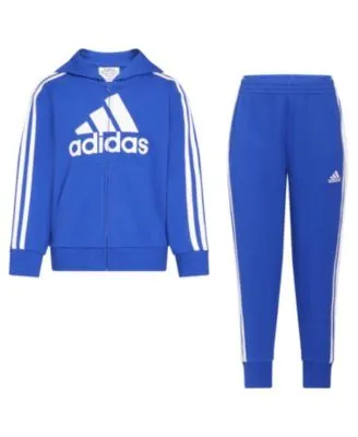 Adidas Little Boys Hooded French Terry Jacket and Jogger Pants, 2-Piece Set - Team Royal Blue