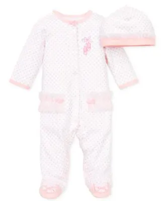 Little Me Girls Pink Prima Ballerina Footie and Hat - Preemie