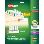 Avery TrueBlock Extra Large File Folder Labels, 15/16" x 3-7/16", 450 Printable Labels, Assorted Colors (5026)