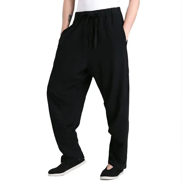 ZooBoo Men's Martial Arts Pants Kung Fu Linen Trousers Tang Suit Pants