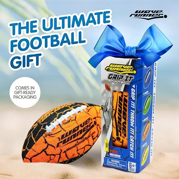 Wave Runner Grip It Waterproof Football- Size 9.25 Inches with Sure-Grip Technology | Let's Play Football in The Water! (Random Color)