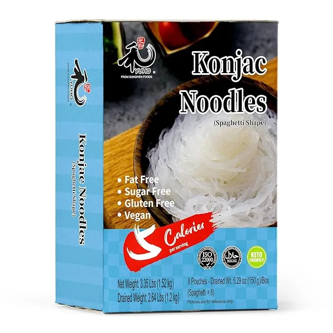 YUHO Shirataki Konjac 8 Pack Inside, Vegan, Gluten Free, Fat-Free, Keto Friendly, Low Carbs 53.61 Oz (1520 g)