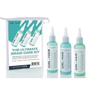 GIRL+HAIR Ultimate Braid Care Travel Set | Maintain Healthy Hair & Scalp with Clear + Nourish + Restore | Maximize Hair Strength | TSA Compliant (3 x 3.4 Fl Oz, Leave-In Conditioner, Apple)