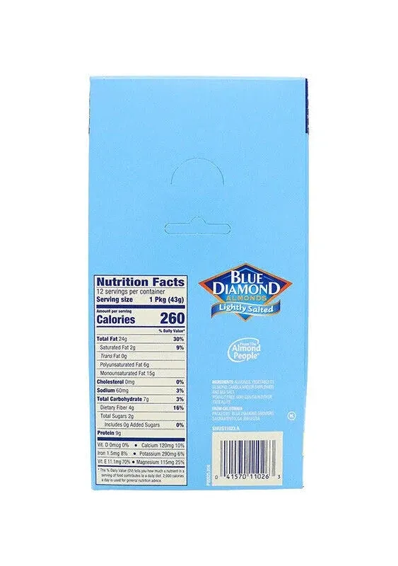 Blue Diamond Blueberry Oven Roasted Almonds,1.5 oz tube, 12 Pack