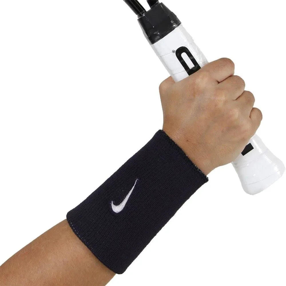 Premier Home & Away Double-Wide Wristbands Nike Black/Silver