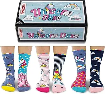 Unicorn Daze - Box 6 United Oddsocks For Girls - Multicoloured - UK 12-5.5, EUR 30.5-38.5, US 13.5-8