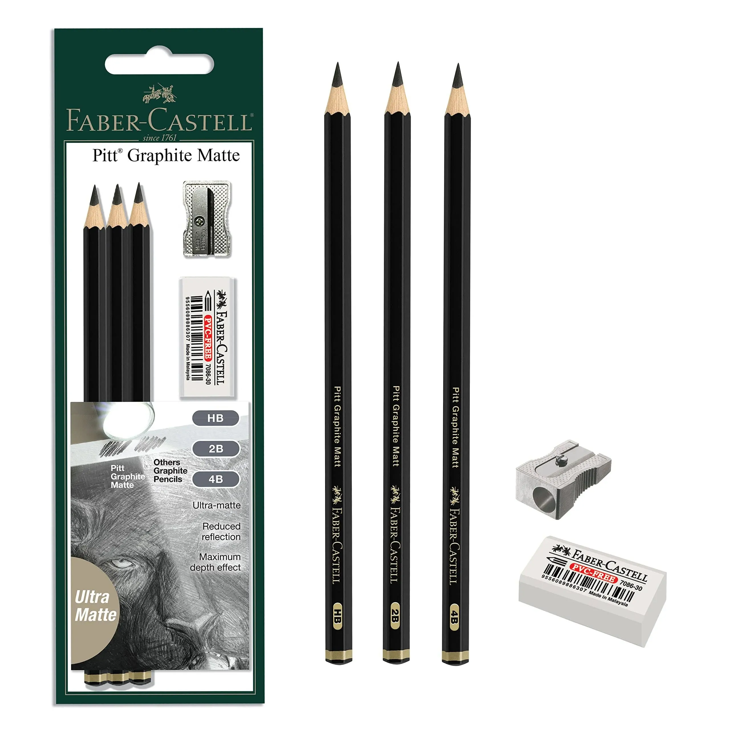 Faber-Castell Pitt Graphite Matte, Sketching Set (HB, 2B, 4B)