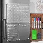 LCPCX Acrylic Magnetic Dry Erase Board for Fridge (Set of 3)