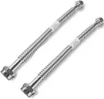 2 Pack Heavy Duty Durable Stainless Steel Corrugated Water Flex Connector with Extra Thick Washers for Water Heater and Water Softener (24x1 FIP)