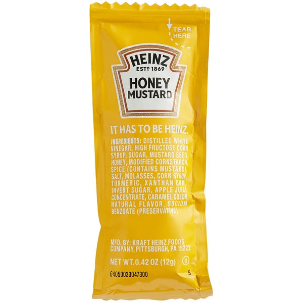 Heinz Honey Mustard Single Serve Dipping Sauce (60 ct Pack, 2 oz Dipping Cups)Heinz Honey Mustard Single Serve Dipping Sauce (60 ct Pack, 2 oz Dipping Cups)