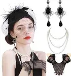 Fascinators Hats Pillbox Hat Cocktail Tea Party Feather Hair Clip Wedding Headwear with Veil for Women and Girls