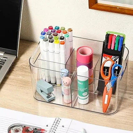 AOZITA 5-Compartment Clear Plastic Bin