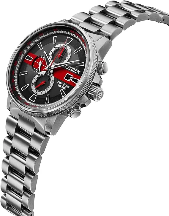 Citizen Men's Thin Red Line Watch Chronograph 200M WR Eco Drive CA0299-57E