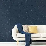 Peel and Stick Wallpaper Navy and Metallic upon a Star