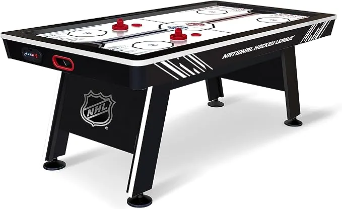 NHL 60\\" Air Hockey Table with Electronic Overhead Scoreboard Black/White