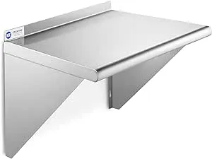 GRIDMANN 18" x 24" Stainless Steel Wall Mount Shelf with Backsplash, Commercial Grade - NSF Certified 18 Gauge Shelving for Restaurant, Kitchen, Utility Room, Garage