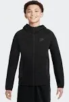 Nike Boys' Sportswear Full-Zip Tech Fleece Hoodie, Medium, Black/Black/Black