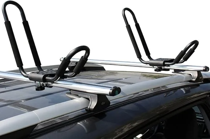 TMS J-Bar Rack HD Kayak Carrier Canoe Boat Surf Ski Roof Top Mounted on Car S...