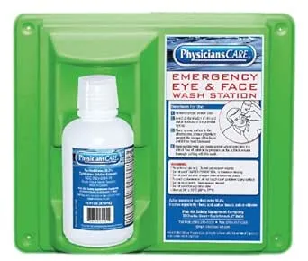 PhysiciansCare Wall-Mountable Eyewash Station with Single Bottle of Eye Wash Solution, 16 oz