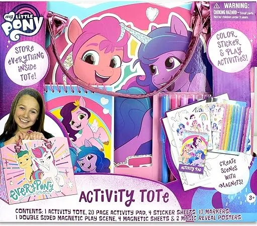 Tara Toy My Little Pony Activity Tote - Ultimate My Little Pony Adventure Bag with Coloring Books, Stickers, and Craft Supplies, Travel-Friendly Set for Little Artists, Imaginative Play, Ages 3+ 