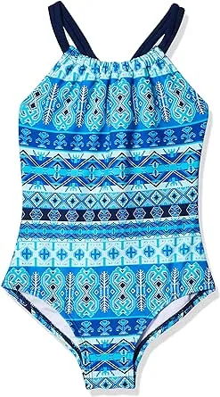 Kanu Surf 277301 Girls Beach Sport Halter One Piece Swimsuit, Jasmine Pink, 12