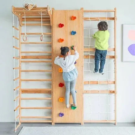 Walnut - 9-in-1 Swedish Ladder Wall Gym and Climber