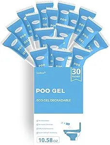 Godora 30 Packs ECO-Friendly Camping Toilet Poo Gel Powder, Portable & Fast-Absorbing Camping Toilet Gel, Rapidly Biodegradable Eco Poo Gel for Portable Toilet, Outdoor Portable Bedpans & Emergencies