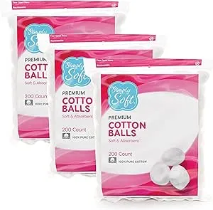 Simply Soft Premium Cotton Balls (600 Count), 100% Pure Cotton, Large Cotton Balls for Face and Nail Polish Remover