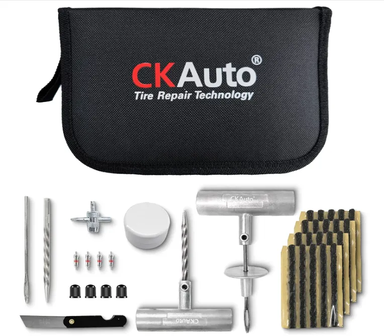 CKAuto Universal Tire Repair Kit Heavy Duty Car Emergency Tool Kit for Flat Tire Puncture Repair